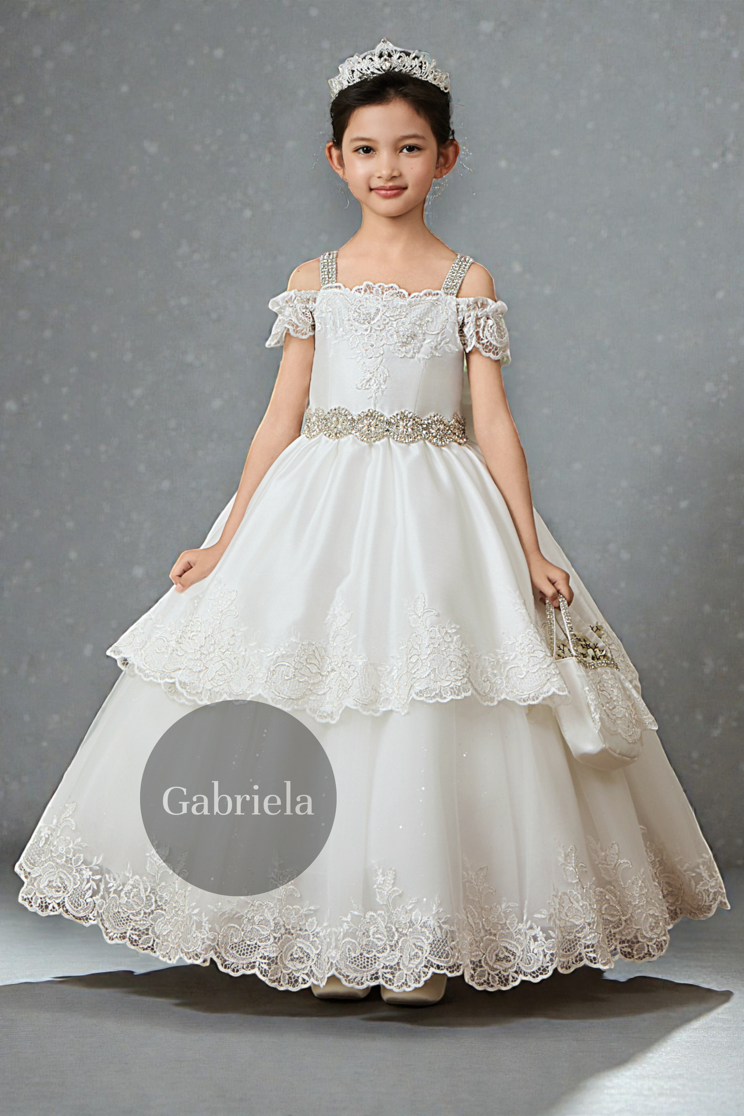 casual summer dress Long Sleeve and Silk Organza Made In Italy Communion Dress 6 / Off White